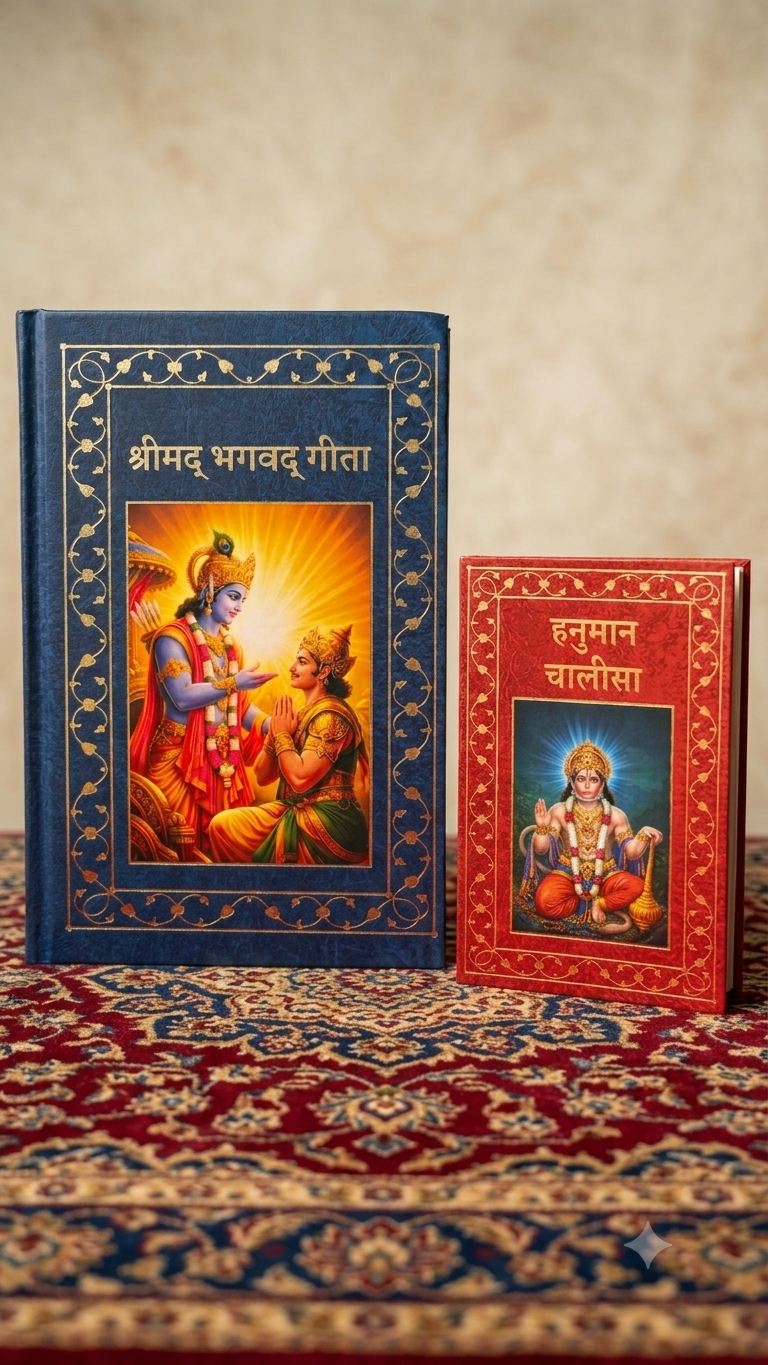 Bhagavad Gita, & Hanuman Chalisa Premium Collection 2 Books Set | Hindi