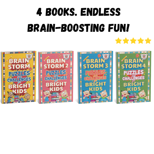Brain Puzzles Bundle – 4 Books of Fun Challenges for Bright Kids